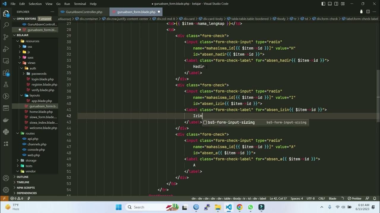 Laravel Basic 17 Menggunakan Radio Button Untuk Presensi YouTube