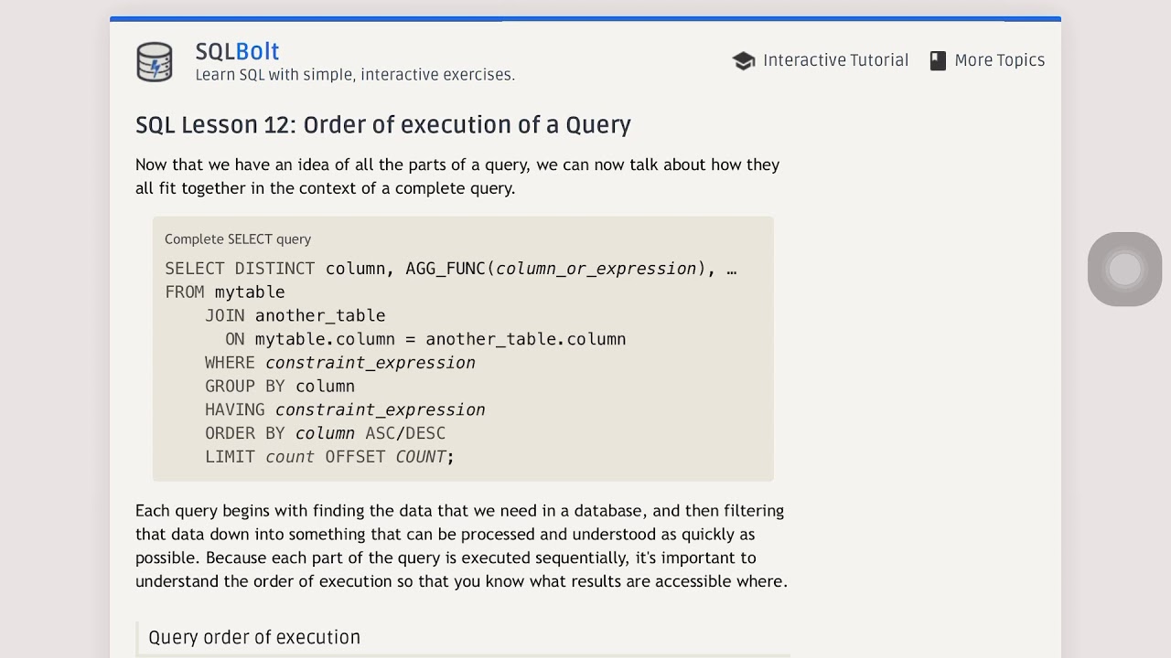 query sql คือ  2022  Học SQL dễ quá! B12: Cấu trúc của Query - Thank sqlbolt.com