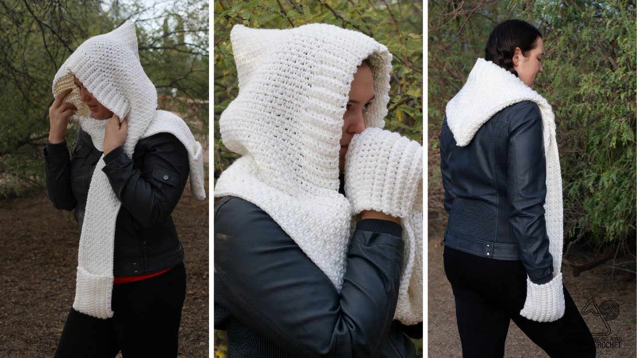 Sale > hooded scarf with pockets crochet pattern > in stock