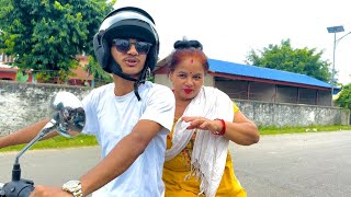 Aama Buwa Lai First Ride Bullet Ma 😍 || Family Review Gardai 😅