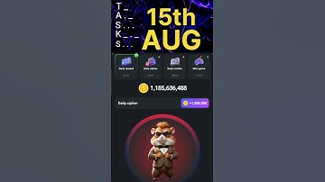 15th August Daily Cipher code | Crypto min 3.0 | #shorts #hamsterkombat