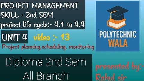 Project management skill | Unit 4 | planning Scheduling, monitoring | 4.1 - 4.4