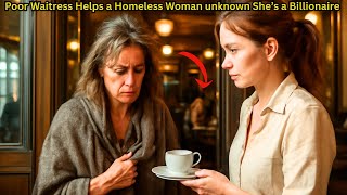 POOR Waitress Helps a HOMELESS Woman—Unknowing She’s a BILLIONAIRE Testing Her Kindness