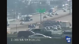 Crash blocks lanes on I-39 SB near High Crossing Blvd in Madison
