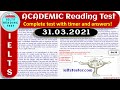 Ielts reading test  academic  31032021  4k resolution  with answers