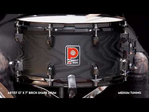 Premier Artist 13" x 7" Birch Snare Drum, Stealth Black