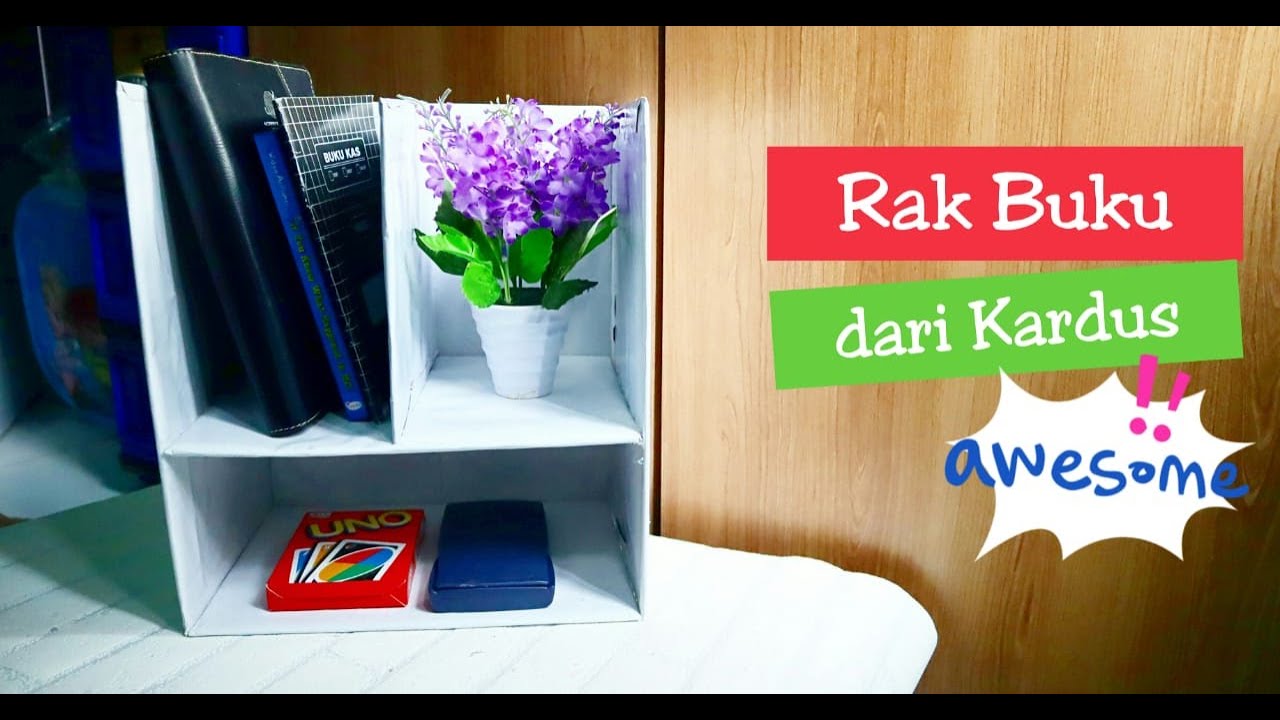  cara  membuat  kerajinan dari  kardus  rak buku dari  kardus  