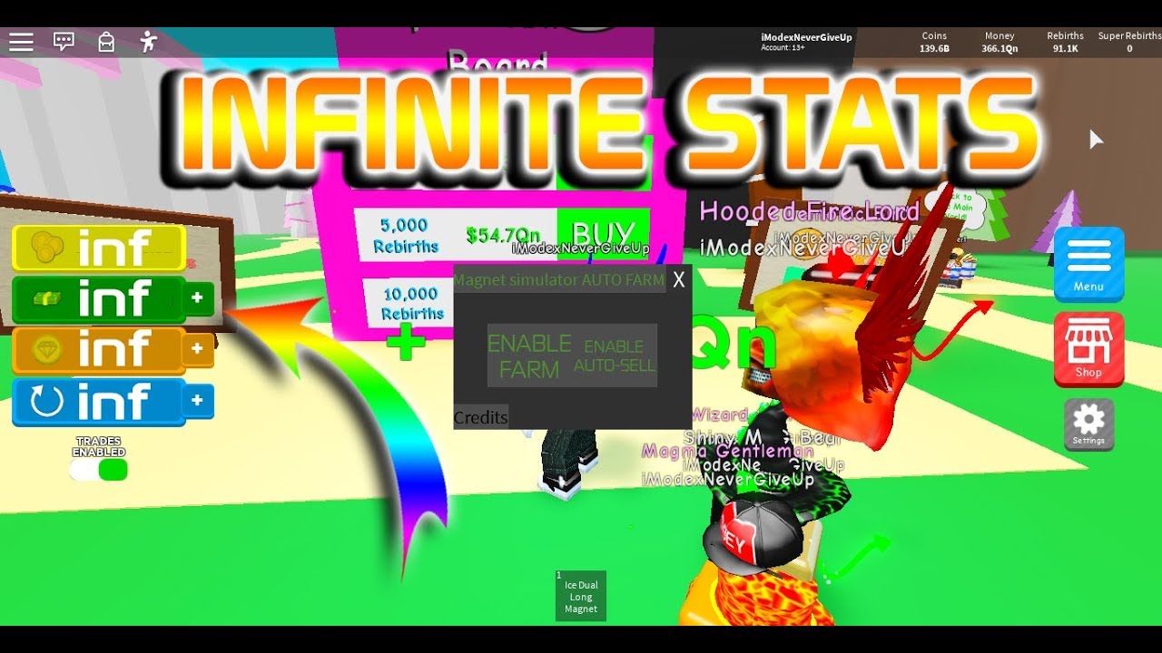 Magnet Simulator Roblox Hack Script Inf Coins Inf Rebirths Inf Tokens Op Gui Youtube - roblox magnet simulator hacks