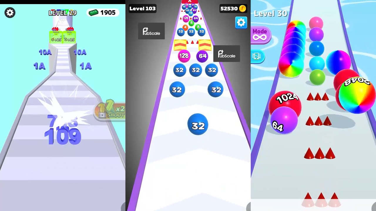 Number Merge Run vs Number Ball vs Ball Run 2048 3 in one Gameplay Run & Merge