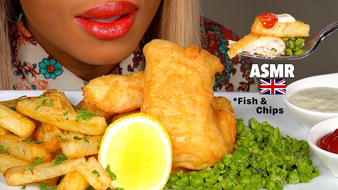 ASMR Eating Gordon Ramsay Fish & Chips Recipe, British Food, Cod Fish