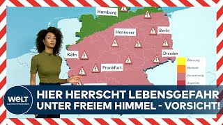 EXTREME UNWETTERWARNUNG MIT TORNADORISIKO: Vorsicht, hier könnte es extrem gefährlich werden!