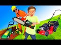 Lawn  mowers yard work tools for kids  blippi toddler  min min playtime