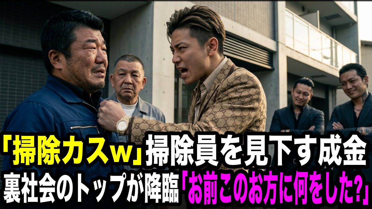 「掃除カスw」と雑巾を顔に投げる成金→5分後、黒塗りの高級車50台と伝説のヤクザ登場し「お前このお方に何した？」→「え？」【スカッとする話】 YAKUZA