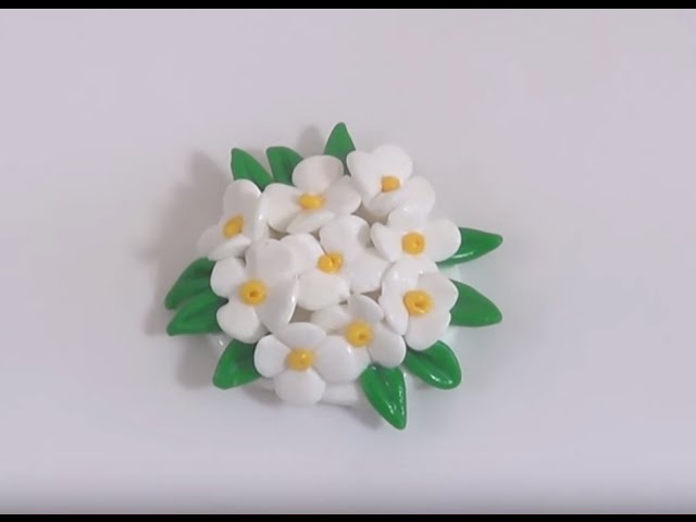 ▻ [ TUTO ] Pâte Polymère Réalisation d'un Cabochon de Fleurs Lilas blanches  en Pâte Fimo 