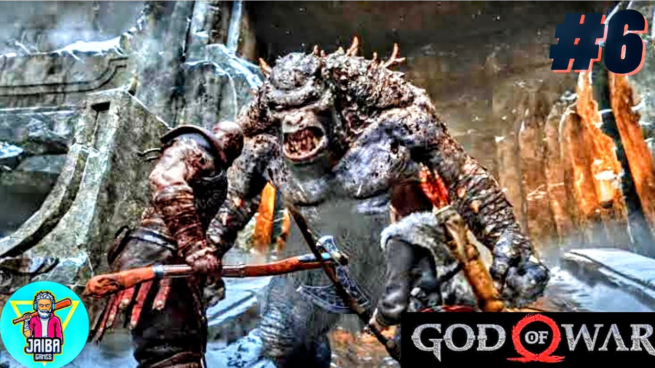 God of war kratos vs mountain monkey troll luta épica (PS4 pro) português p...