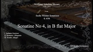 W.A. Mozart: Sonatina No 4 in B Flat Major K 439b "Viennese ", for Piano (Complete)