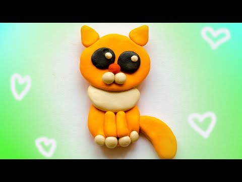 Как слепить кота. Рыжий милый кот из пластилина. Clay cat.