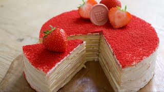 もちもち苺のミルクレープの作り方✴︎How to make Strawberry crepe cake✴︎ベルギーより