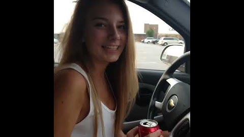 hot blonde girl littering coke can