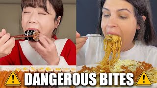 mukbangers taking DANGEROUSLY BIG BITES