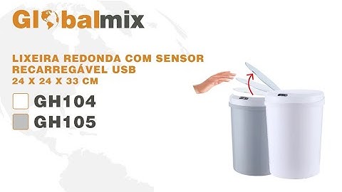 Lixeira redonda, recarregável USB, branco 12L com sensor de proximidade GH104 (branca) GH105 (cinza)