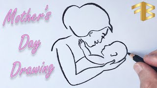 Mothers day drawing | Pencil drawing on mothers day | Anneler Günü Çizimi | رسم عيد الأم