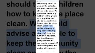 براجراف بالإنجليزي عن كيف نحافظ على المجتمع نظيفا Paragraph about how to keep the community clean