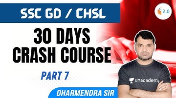 SSC GD/CHSL | 30 DAYS CRASH COURSE | by Dharmendra Sir | Day 7