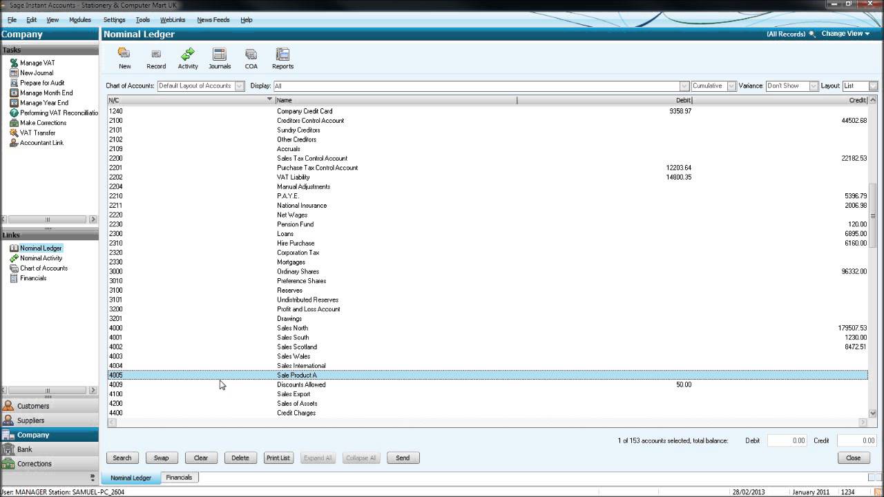 Sage 50 Chart Of Accounts Codes