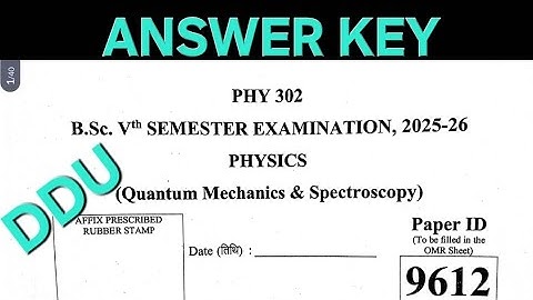 Answer key-2025|| PHY302|| Quantum Mechanics & Spectroscopy|| BSc Physics 5th Sem||#aksstudyzone 