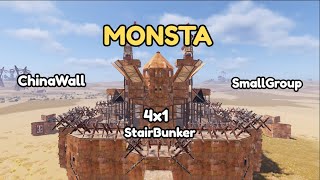 ⚡ MONSTA Base 4x1 Mini China Wall + Stair Bunker | Small Group Rust Base 2025