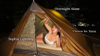 Solo Girl Camping On The Pine Hill - Relaxing With Natural Sounds ...