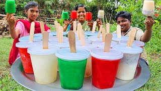 FRUITS KUCHI ICE | Strawberry, Green Apple, Lemon, Dragon Fruit Kuchi Ice | Village Fun Cooking