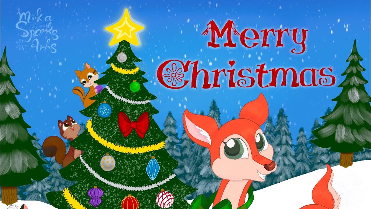 Deer, Bunny, Skunk, Chipmunk, and Squirrel Decorate a Christmas Tree Speed Paint ￼