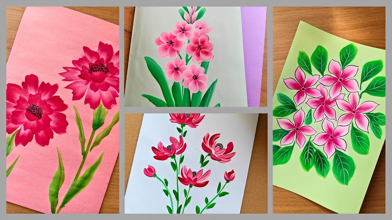 One stroke painting flower | Easy flower painting ideas| easy painting flower for beginners 