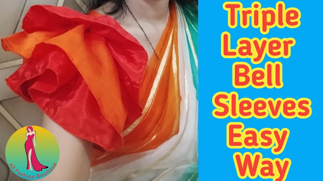 Triple Layer frill Sleeve Cutting and Stitching Very Easy Method