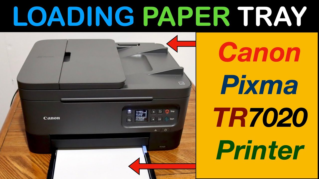 Canon Pixma TR7020, TR7021 Loading Paper Tray, Cassette Tray & Rear Tray. 