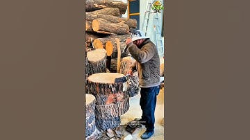Process of removing bark from a log with a cleaver