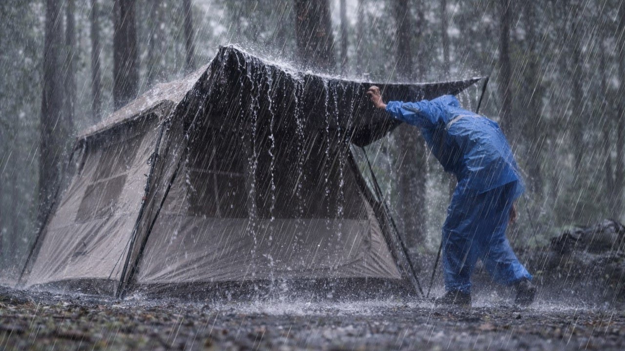 A CALMING RAIN ☔ CAMPING IN THE RAIN 🌧 A VERY LONG RAIN TO RELAX AND SLEEP || RELAXING RAIN CAMPING