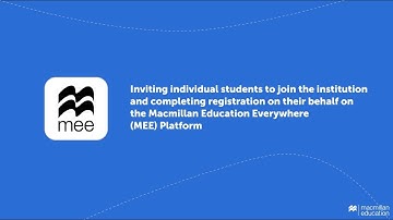 Completing registration for individual students on the Macmillan Education Everywhere (MEE) Platform