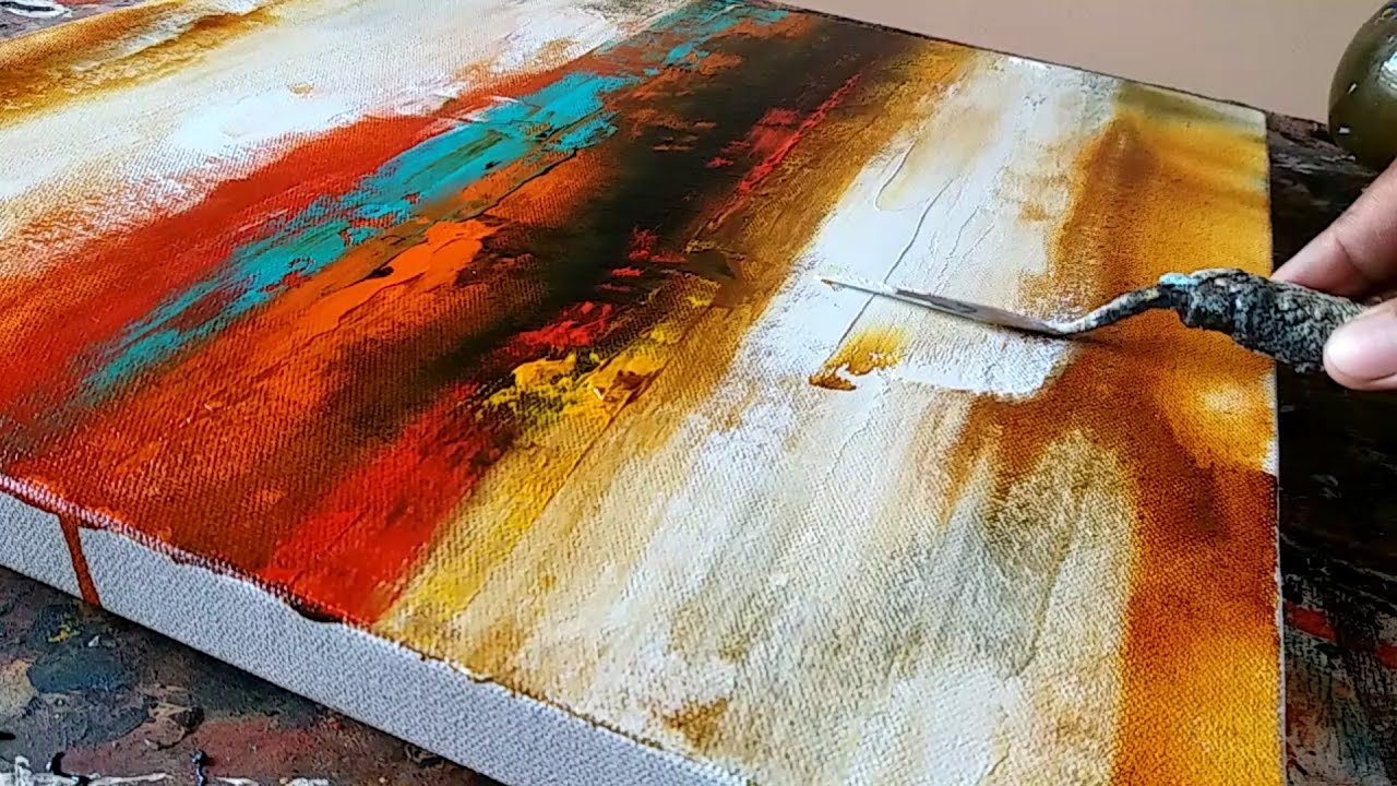 Abstract Painting / Easy /How to paint acrylic abstract painting /Just using palette knife / Demo