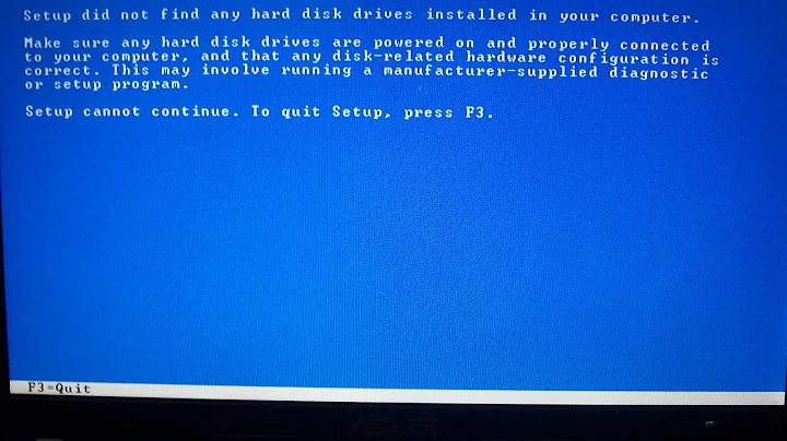 fixing  setup did not find any hard disk drives installed in your computer