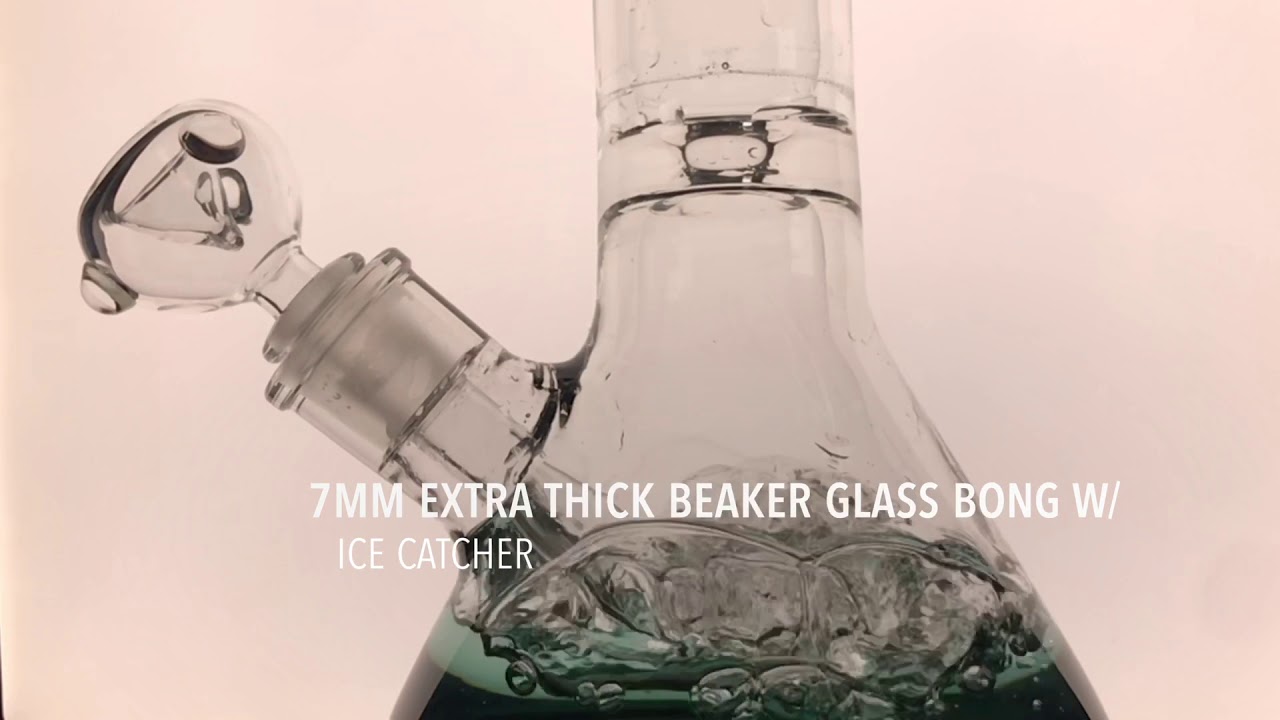 Beaker Glass Bong W/ Ice Catcher Extra Thick (slo-mo) - Puffing Bird Gear Intro/Review