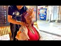 ASMR 超ガチガチな女性2人に路上肩マッサージ！肩もみで癒すよ😊