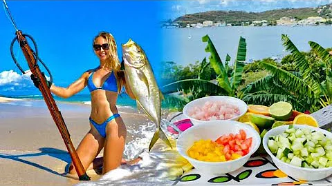 Spearfishing in CLEAR Waters From ISLAND! Ceviche ...