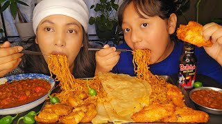 2X Noodles With Dallekhursani/Pork Belly And Spicy Chicken Wings/Puri Roti With Rajma Gravy/Mukbang.