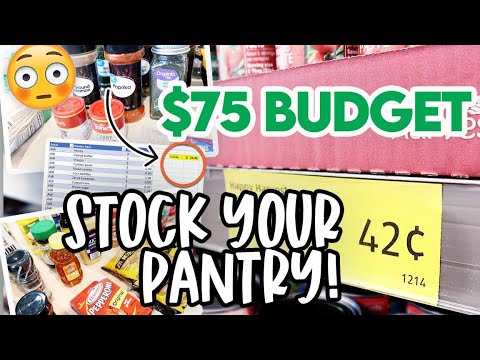 HOW TO STOCK YOUR PANTRY FOR $75! 💵 55 BUDGET PANTRY ESSENTIALS FROM