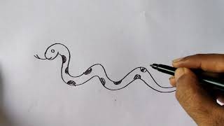 How to draw Snake 🐍 /Easy snake drawing step by step /Snake drawing for kids. Kids Topic