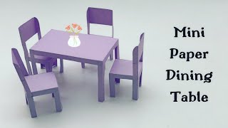 DIY MINI PAPER DINING TABLE & CHAIR/ Paper Craft / mini Paper furniture crafts For doll house