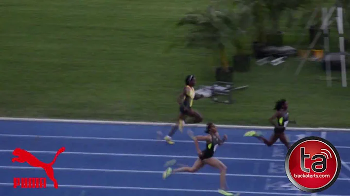 Shericka Williams wins her heat of the women's 200...